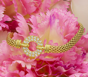 Yellow Rhodium Solid Sterling Silver .925 Classy Design, Man Made Simulated Diamond, Bracelet, Bangle, Deco, Pave Set, Bridal Wedding Gift