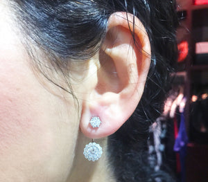 Large 14K White Gold Round Cut Forever One Moissanite Earrings Deco, Bridal, Wedding, Anniversary, gift Studs, Prong set 3.00ctw