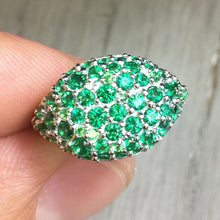 Load image into Gallery viewer, 14K Solid White Gold Round Cut Simulated Emerald Ring Eternity Style Pinky Band Micro Pave Bridal, Wedding, Anniversary 2.00ctw by ASW
