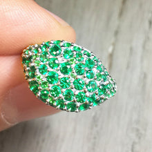 Load image into Gallery viewer, 14K Solid White Gold Round Cut Simulated Emerald Ring Eternity Style Pinky Band Micro Pave Bridal, Wedding, Anniversary 2.00ctw by ASW
