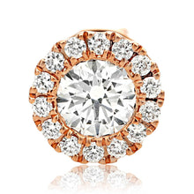 Load image into Gallery viewer, 14k Solid Rose Gold Simulated Diamonds, Prong Set, Wedding Engagement Stud Earrings Halo Bridal 0.70ctw

