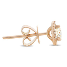 Load image into Gallery viewer, 14k Solid yellow Gold Simulated Diamonds, Prong Set, Wedding Engagement Stud Earrings Halo Bridal 0.70ctw
