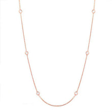 Load image into Gallery viewer, 14k rose gold round cut diamond bezel set necklace 18&quot; chain diamond by the yard style bridal wedding anniversary gift natural 0.25ctw
