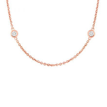 Load image into Gallery viewer, 14k rose gold round cut diamond bezel set necklace 18&quot; chain diamond by the yard style bridal wedding anniversary gift natural 0.25ctw
