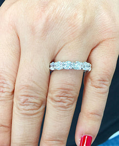 Large 7 Carat Round Cut Simulated Diamond Engagement Band, Ring Prong Set, Eternity, Propose, Promise Band 14K Solid White Gold