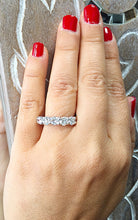 Load image into Gallery viewer, Large 7 Carat Round Cut Simulated Diamond Engagement Band, Ring Prong Set, Eternity, Propose, Promise Band 14K Solid White Gold
