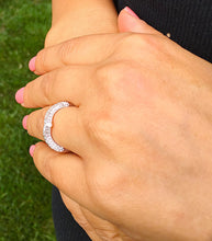 Load image into Gallery viewer, 14k white gold round cut diamonds ring band anniversary art deco style bridal wedding half eternity natural diamonds 0.70ctw
