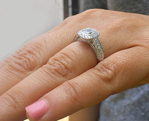 1.40 Carat Cushion Cut diamond engagement ring natural diamonds bezel set style set in 14k solid and heavy white gold