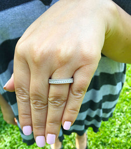 2 Carat Women's 14K White Gold Round Cut Forever One Moissanite Eternity Band Deco, Bridal, Wedding, Anniversary, Three sided Filigree