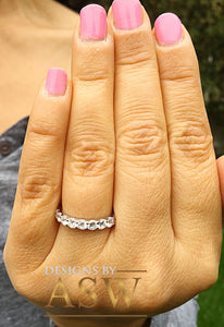 14K Solid White Gold Round Cut Forever One Moissanite Eternity Band Deco, Bridal, Wedding, Anniversary, Propose, Promise ring 2.00ct 3.0mm