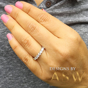 14K Solid White Gold Round Cut Forever One Moissanite Eternity Band Deco, Bridal, Wedding, Anniversary, Propose, Promise ring 2.00ct 3.0mm