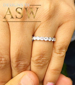 14K Solid White Gold Round Cut Forever One Moissanite Eternity Band Deco, Bridal, Wedding, Anniversary, Propose, Promise ring 2.00ct 3.0mm