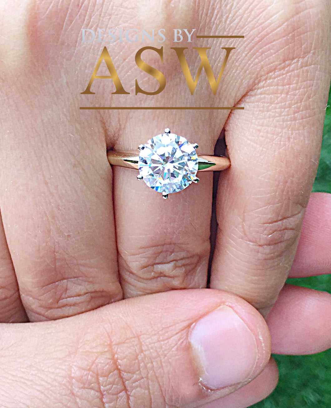 14K Solid Yellow Gold Round Cut Forever One Moissanite Engagement Ring Deco, Bridal, Wedding, Anniversary, Six prong set, Solitaire 3.00ctw