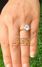 Load image into Gallery viewer, 14K Solid Yellow Gold Round Cut Forever One Moissanite Engagement Ring Deco, Bridal, Wedding, Anniversary, Six prong set, Solitaire 3.00ctw
