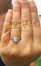 Load image into Gallery viewer, Elegant Women&#39;s 14k Solid White Gold Cushion Cut Forever One Moissanite and Diamond Engagement Ring Bridal, Wedding Halo 1.80ctw
