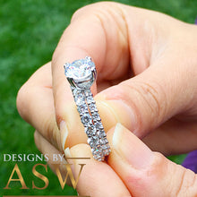 Load image into Gallery viewer, Huge 5.50ct Round Cut Eternity Ring and band, Engagement Bridal Style, Simulated Diamonds, Set in Solid 14k White Gold, Wedding Anniversary
