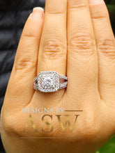 Load image into Gallery viewer, 14k White Gold Round Cut Forever One Moissanite and Natural Diamond Engagement Ring And Band Double Halo Bridal Wedding Anniversary 1.50ctw
