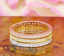 Load image into Gallery viewer, 0.75ctw Prong Set Eternity Bands, Wedding Bands, Engagement Bands, Simulated Diamonds, Stackable , Solid 14K White, Yellow And Rose Gold
