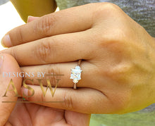 Load image into Gallery viewer, 14k Solid White Gold Princess Cut Forever One Moissanite and Round Cut Engagement Ring, Bridal, Wedding Deco Three Stone Style  2.20ctw
