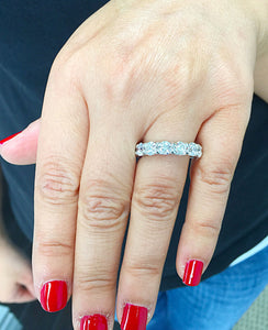Large 7 Carat Round Cut Simulated Diamond Engagement Band, Ring Prong Set, Eternity, Propose, Promise Band 14K Solid White Gold