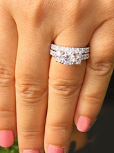Load image into Gallery viewer, Classy 14K Solid White Gold Round Cut Simulated Diamond Engagement Ring And Band Bridal Set Wedding Set Double Halo 2.50ct by ASW
