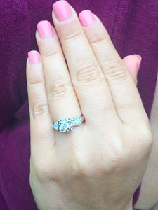14k White Gold Round Cut Forever One Moissanite and Diamond Engagement Ring, Bridal, Wedding, Natural Diamonds 1.85ctw