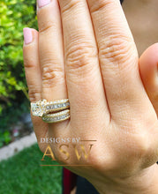 Load image into Gallery viewer, 3.70 Carat Princess Forever One Moissanite and Round Cut natural Diamond Engagement Ring and Band Set in 14K Solid and Heavy Yellow Gold
