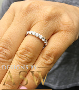 14K Solid White Gold Round Cut Forever One Moissanite Eternity Band Deco, Bridal, Wedding, Anniversary, Propose, Promise ring 2.00ct 3.0mm