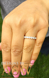14K Solid White Gold Round Cut Forever One Moissanite Eternity Band Deco, Bridal, Wedding, Anniversary, Propose, Promise ring 2.00ct 3.0mm