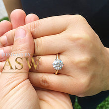 Load image into Gallery viewer, 14K Solid Yellow Gold Round Cut Forever One Moissanite Engagement Ring Deco, Bridal, Wedding, Anniversary, Six prong set, Solitaire 3.00ctw
