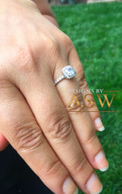 Load image into Gallery viewer, Elegant Women's 14k Solid White Gold Cushion and Round Cut Simulated Diamond Engagement Ring Bridal Wedding Halo 1.80ctw by ASW
