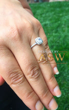 Load image into Gallery viewer, Elegant Women&#39;s 14k Solid White Gold Cushion Cut Forever One Moissanite and Diamond Engagement Ring Bridal, Wedding Halo 1.80ctw
