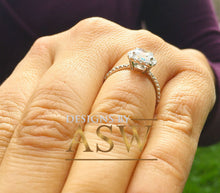 Load image into Gallery viewer, Elegant Women's 14k Solid White Gold Cushion and Round Cut Simulated Diamond Engagement Ring Bridal Wedding Halo 2.00ctw by ASW
