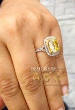 Load image into Gallery viewer, Huge 6.50 Carats 14k Solid White and Yellow Gold Cushion Cut Simulated Fancy Yellow Diamond and simulated Diamonds Engagement Ring Halo
