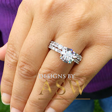Load image into Gallery viewer, Huge 5.50ct Round Cut Eternity Ring and band, Engagement Bridal Style, Simulated Diamonds, Set in Solid 14k White Gold, Wedding Anniversary
