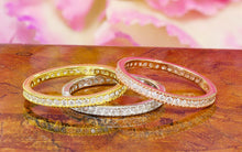 Load image into Gallery viewer, 0.75ctw Prong Set Eternity Bands, Wedding Bands, Engagement Bands, Simulated Diamonds, Stackable , Solid 14K White, Yellow And Rose Gold
