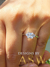 Load image into Gallery viewer, 14k Solid White Gold Princess Cut Forever One Moissanite and Round Cut Engagement Ring, Bridal, Wedding Deco Three Stone Style  2.20ctw
