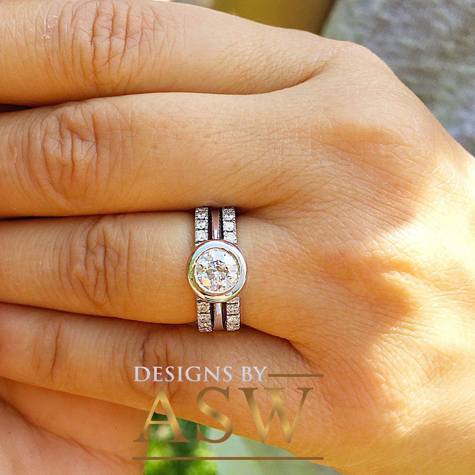 Buy Full Bezel Setting Medium Side Stone Engagement Ring Online US -  Diamonds Factory