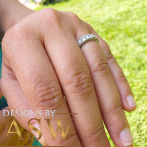 Large Wedding band set in 14k Solid white gold round cut diamonds ring band anniversary bridal half eternity natural diamonds 3.00ctw