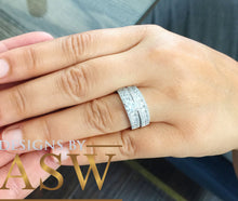 Load image into Gallery viewer, Huge 14k Solid White Gold Round Cut Forever One Moissanite And Natural Diamonds Engagement Ring and Band, Bridal, Wedding Propose, 2.50ct
