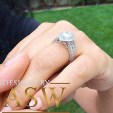 Load image into Gallery viewer, Huge 14k Solid White Gold Pear Cut Moissanite and Natural Diamond Engagement Ring Halo, Bridal, Wedding Bridal Propose 4.20ctw
