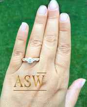 Load image into Gallery viewer, 14k Solid Yellow Gold Round Cut Simulated Diamond Engagement Ring Bridal, Wedding, Anniversary, Prong Set Cathedral Promise 1.16ctw by ASW

