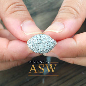 14K Solid White Gold Round Cut Natural Diamond Ring Eternity Style Pinky Micro Pave, Anniversary, Wedding, Promise approx 2.00ctw
