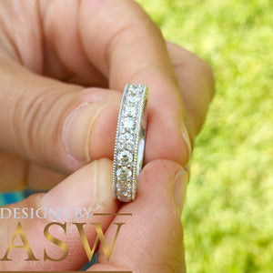 Large Wedding band set in 14k Solid white gold round cut diamonds ring band anniversary bridal half eternity natural diamonds 3.00ctw