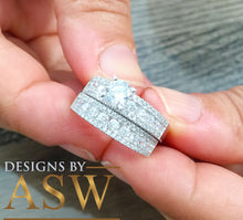 Load image into Gallery viewer, Huge 14k Solid White Gold Round Cut Forever One Moissanite And Natural Diamonds Engagement Ring and Band, Bridal, Wedding Propose, 2.50ct
