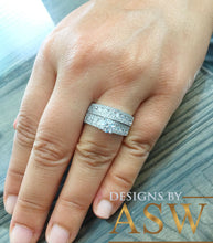 Load image into Gallery viewer, Huge 14k Solid White Gold Round Cut Forever One Moissanite And Natural Diamonds Engagement Ring and Band, Bridal, Wedding Propose, 2.50ct
