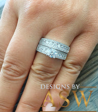 Load image into Gallery viewer, Huge 14k Solid White Gold Round Cut Forever One Moissanite And Natural Diamonds Engagement Ring and Band, Bridal, Wedding Propose, 2.50ct
