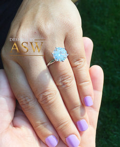 HUGE 14K Solid White Gold Round Cut Moissanite Engagement Ring Deco, Bridal, Wedding, Anniversary, Four prong set, Solitaire Propose 5.00ctw