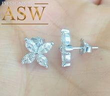 Load image into Gallery viewer, Marquise Cut Simulated Diamonds, Prong Set, Wedding Engagement Stud Earrings Halo Bridal Gift 14k Solid White Gold 2.00ctw
