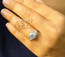 Load image into Gallery viewer, 14k Yellow Gold Round Forever one Moissanite and Half Moon Diamond Engagement Ring Antique Deco Bridal Wedding Anniversry Cut Halo 2.50ctw
